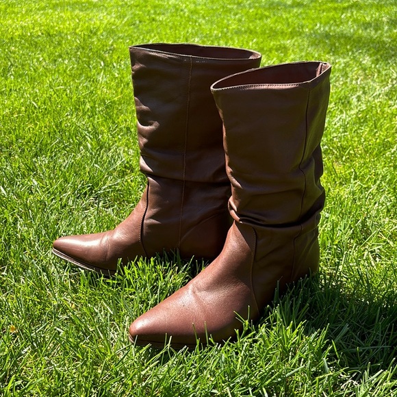 basswood Shoes - Basswood | Vintage Leather mahogany Slouch boot